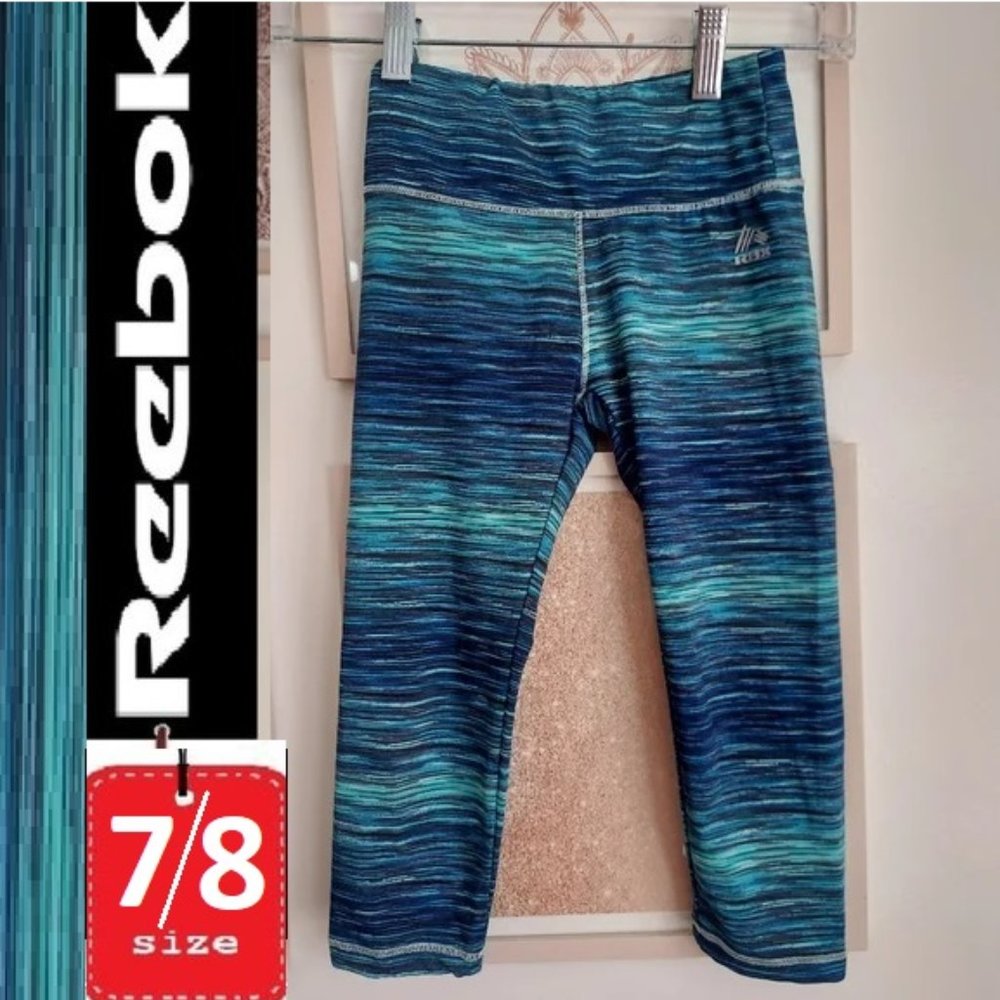 🎁 10/$25- Reebok leggings,  size small 7/8, blue and teal